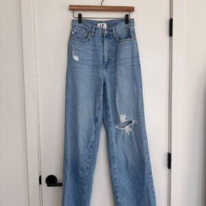 Lovers + Friends Distressed High Waist Wide Leg Jeans